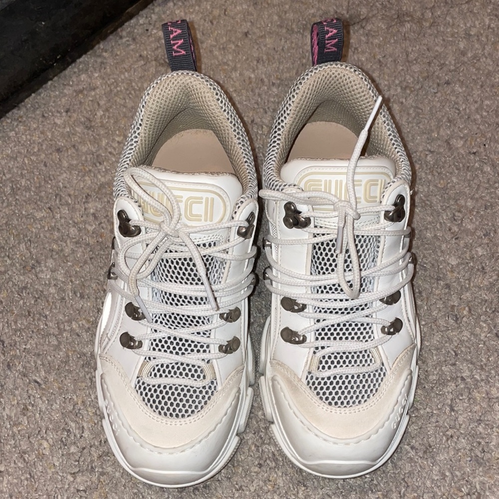 Gucci Flashtrek Mesh Leather Sneakers in White. Size EU 37.5